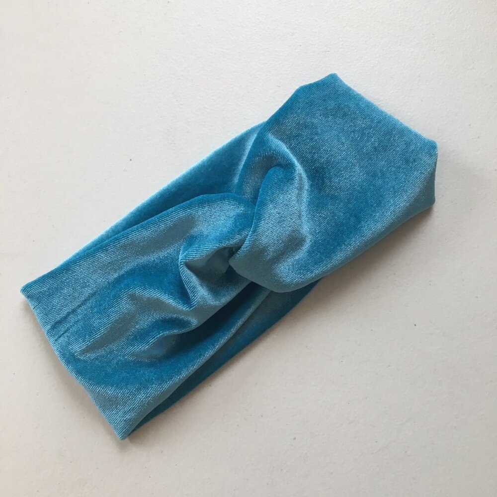 Teal Velvet Velour Twist Headwrap Headband